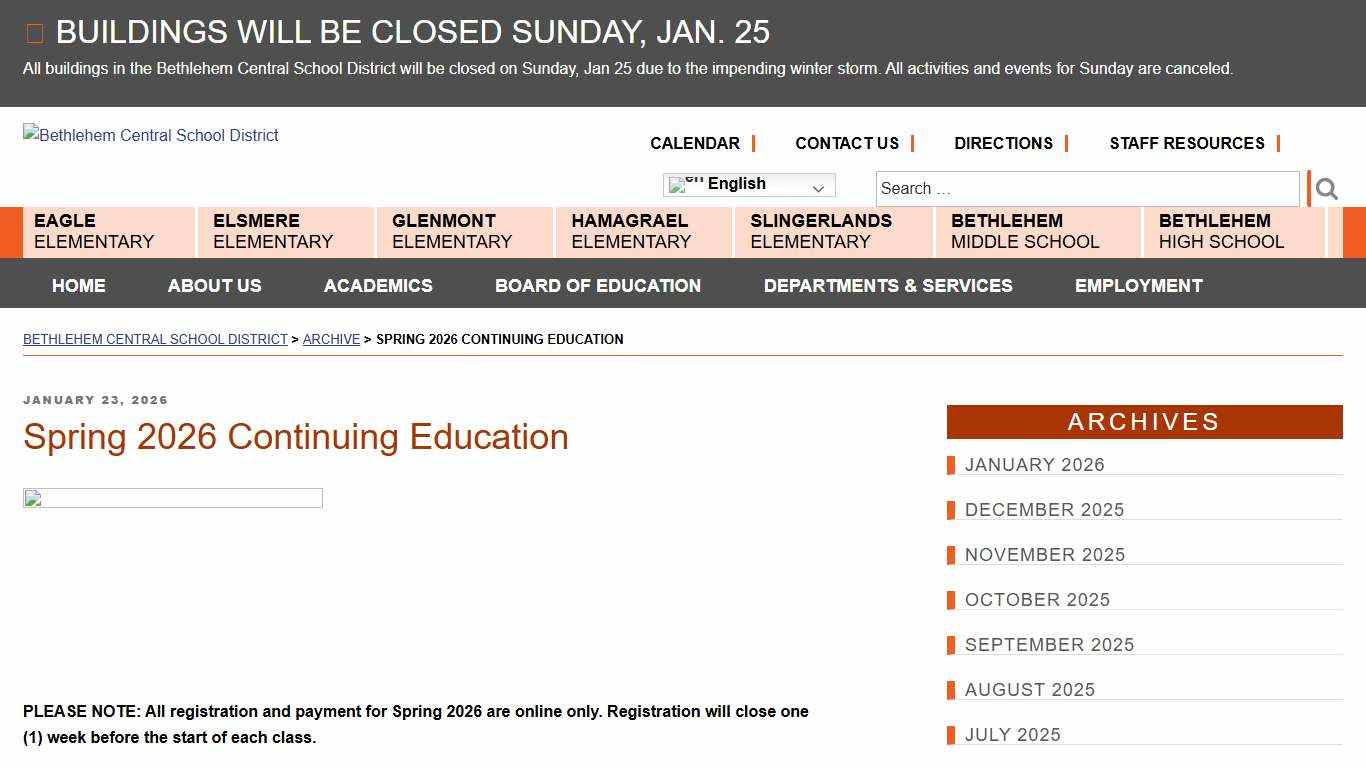 Spring 2026 Continuing Education - Bethlehem Central School District